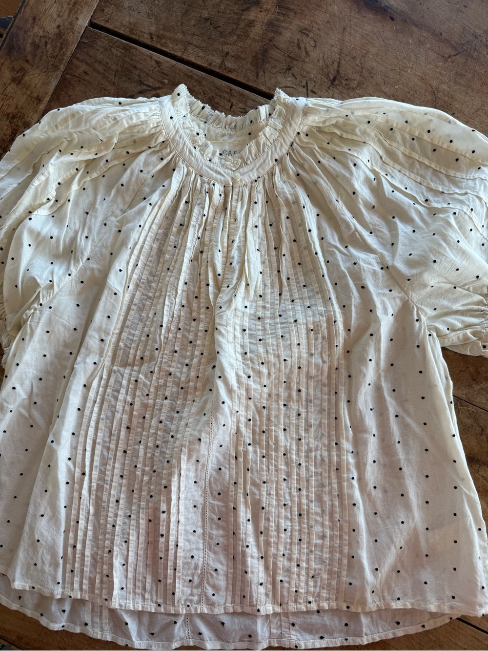 The Great’s Women's Cream Dot Pintuck Blouse
